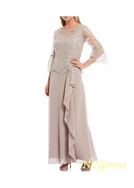 Bell Sleeve Round Neck Lace A-Line Mother Of The Bride Dresses J121658828788