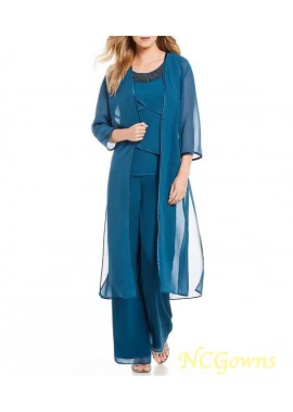 Round Neck 3 4 Sleeve Trim Mother Dress Pantsuit J121658828782