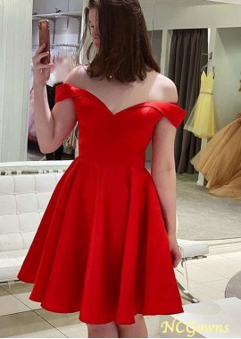 A-line Off-the-Shoulder Satin Homecoming Dresses YYQ1688356260
