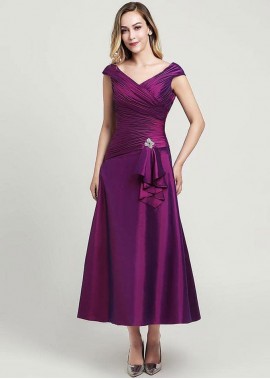 A-line Sleeveless Tea-Length Mother of the Bride Dress YYQ1689151662