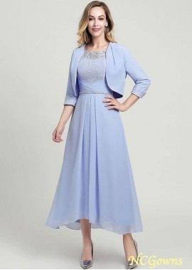 2023 A-line Scoop Neck Half Sleeve Asymmetrical Mother of the Bride Dress With Jacket YYQ1689151670