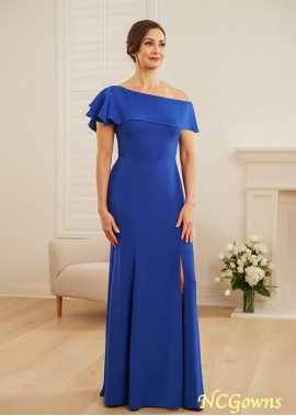 One Shoulder Ruffle Neck A-Line Mother of The Bride Dresses
