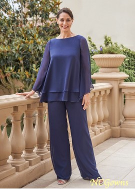 Classiic Top and Pants Set Asymmetric Long Sleeve Mother of the Bride Pantsuits