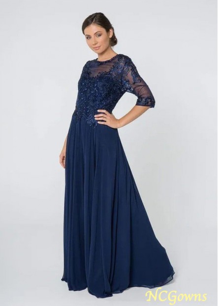 Navy Lace Embroidery Chiffon Mother of the Bride and Groom Dresses