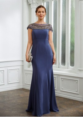 Chiffon Beading Short Sleeves Floor-Length Mother of the Bride Dresses