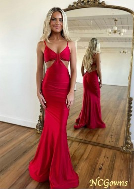 Sexy Spaghetti Straps Pleats Mermaid Prom Evening Dress Z801688470971