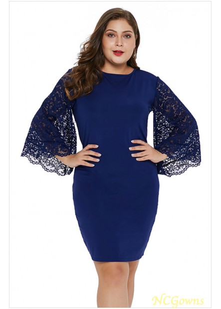 Polyester  Spandex Material  Flare 3 4 Sleeve Length Party Dresses