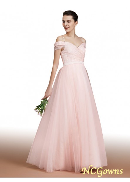 Natural Lace Floor-Length Sweetheart A-Line Princess Silhouette Short Sleeves Pink Dresses
