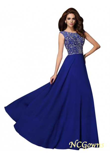 Sleeveless Sleeve Chiffon Fabric Beading Floor-Length A-Line Princess Silhouette Coast Evening Dresses