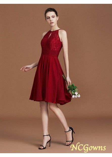 Ncgowns Zipper Natural A-Line Princess Lace Knee-Length Hemline Train Wedding Party Dresses