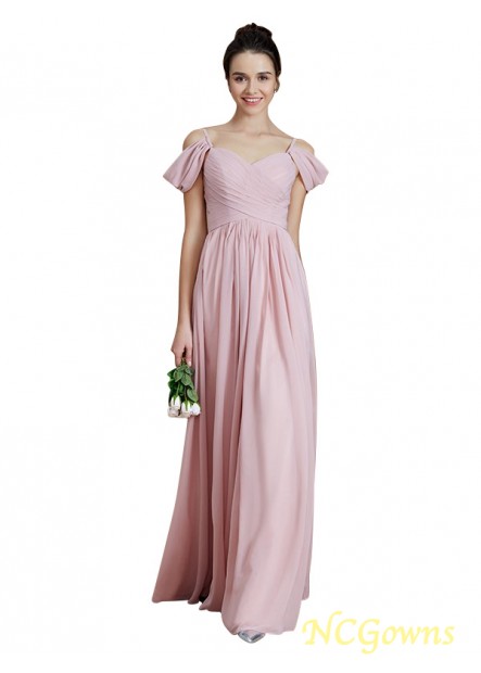 Ncgowns Chiffon Floor-Length Ruched Wedding Party Dresses