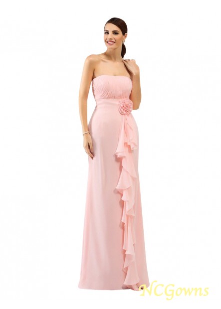 Empire Hand-Made Flower Floor-Length Hemline Train Chiffon Sleeveless Sleeve Sheath Column Pink Dresses T801524723496