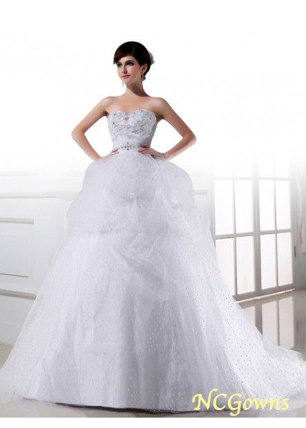 Sleeveless Satin Tulle Ball Gown Wedding Dresses T801524716064