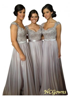 Ncgowns Floor-Length Short Sleeves Sleeve Chiffon Natural Bridesmaid Dresses T801524721529