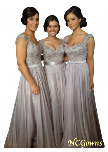 Ncgowns Floor-Length Short Sleeves Sleeve Chiffon Natural Bridesmaid Dresses T801524721529