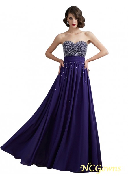 A-Line Princess Silhouette Floor-Length Sweetheart Zipper Empire Evening Dresses