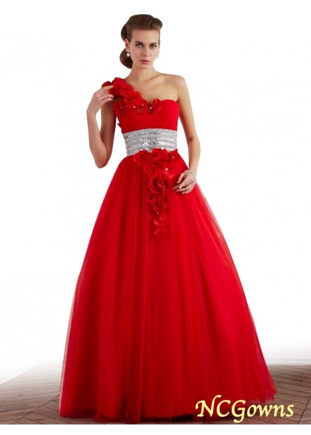 Empire Waist Beading Hand-Made Flower Ball Gown Zipper 2023 Prom Dresses