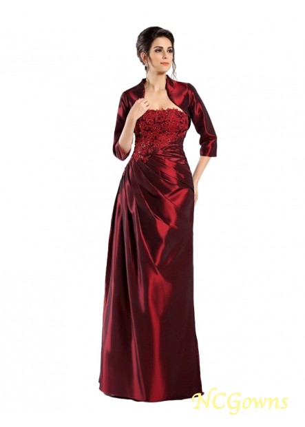 A-Line Princess Strapless Floor-Length Applique Embellishment Wedding Party Dresses