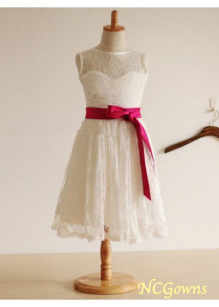 A-Line Princess Zipper Sash Ribbon Belt Embellishment Lace Natural Wedding Party Dresses