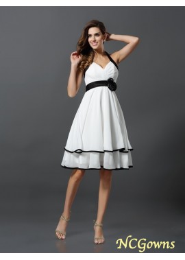 Ncgowns A-Line Princess Empire Hand-Made Flower Knee-Length Black And White Dresses T801524711061