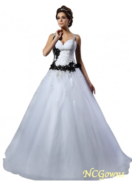 Tulle Ball Gown Silhouette Chapel Train Beading Applique Straps Wedding Dresses