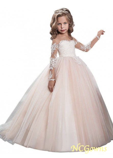 Ball Gown Silhouette Scoop Natural Waist Floor-Length Tulle Wedding Party Dresses T801524726181