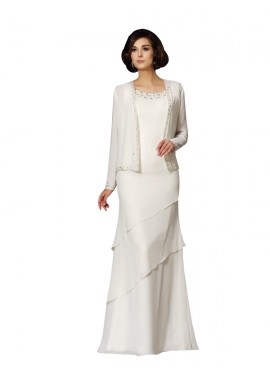 Floor-Length Chiffon Fabric Beading Wedding Party Mother of the Bride Dresses