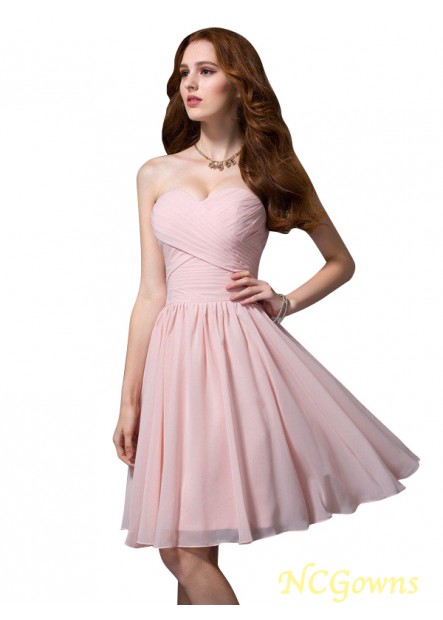 Ncgowns Sleeveless Zipper Knee-Length Natural Waist A-Line Princess Silhouette Pink Dresses