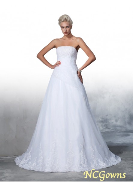 Ncgowns Sleeveless Court Train Strapless Neckline Tulle Ball Gowns