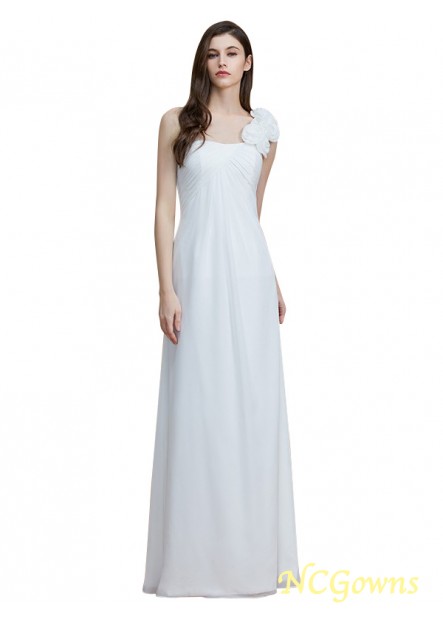 One-Shoulder A-Line Princess Silhouette Zipper Sleeveless Chiffon Wedding Party Dresses T801524723555