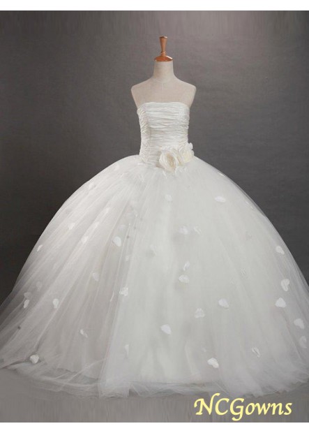 Ruffles Sleeveless Strapless Neckline Floor-Length Wedding Party Dresses