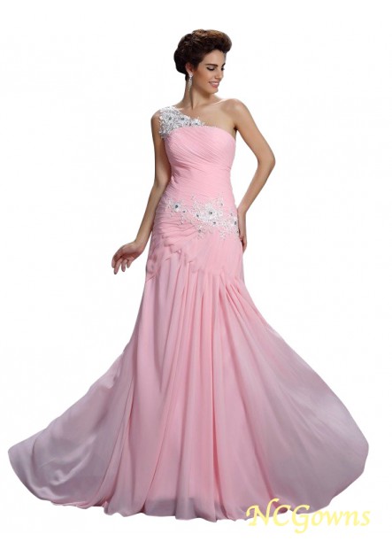 Chiffon One-Shoulder Beading Applique Zipper Sleeveless Sleeve 2023 Prom Dresses