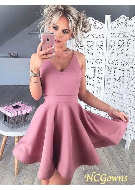 Other V-Neck Satin Fabric Sleeveless Natural Pink Dresses