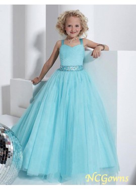 Crystal Straps Other Tulle Fabric Sleeveless Ball Gown Flower Girl Dresses