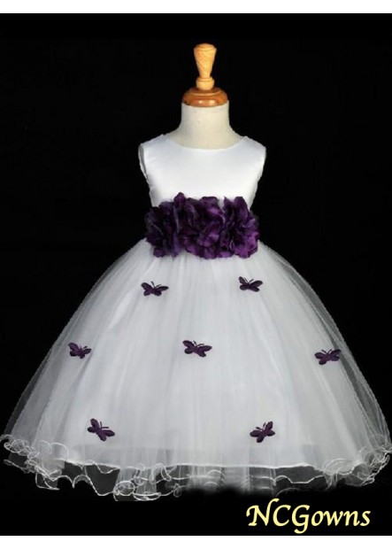Organza Floor-Length Sleeveless Sleeve Scoop Hand-Made Flower Empire Waist Wedding Party Dresses