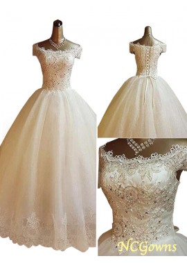Off-The-Shoulder Natural Applique Plus Size Wedding Dresses