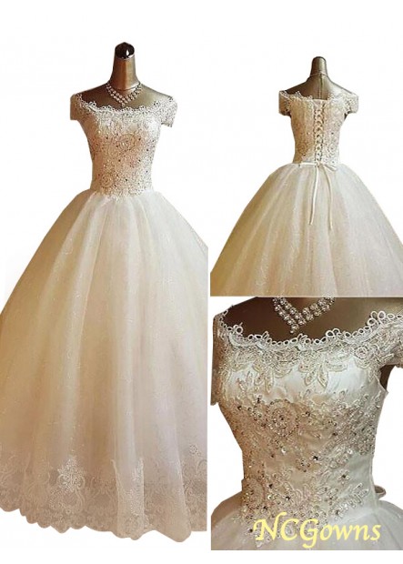 Off-The-Shoulder Natural Applique Plus Size Wedding Dresses