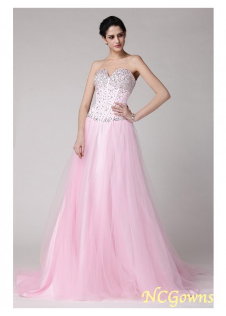Elastic Woven Satin Net Fabric A-Line Princess Lace Up Natural Waist Beading Embellishment Sleeveless Prom Dresses