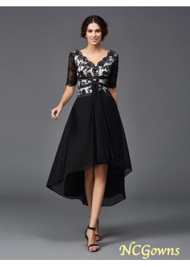 A-Line Princess Empire Waist Zipper Lace Embellishment Asymmetrical 1 2 Sleeves Special Occasion Dresses