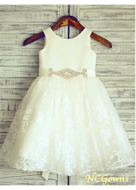A-Line Princess Scoop Neckline Sleeveless Sash Ribbon Belt Embellishment Zipper Wedding Party Dresses