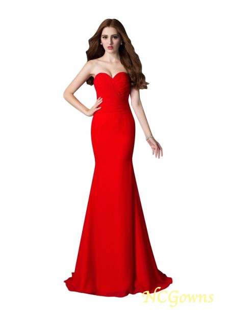 Ncgowns Sleeveless Sleeve Ruched Trumpet Mermaid Silhouette Red Dresses