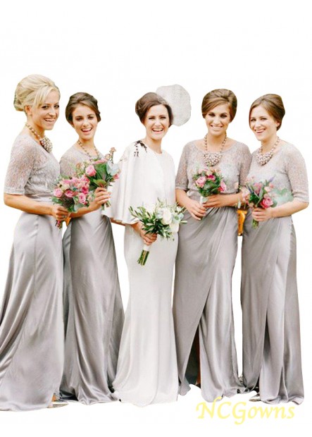 1 2 Sleeves Scoop A-Line Princess Silhouette Floor-Length Other Bridesmaid Dresses