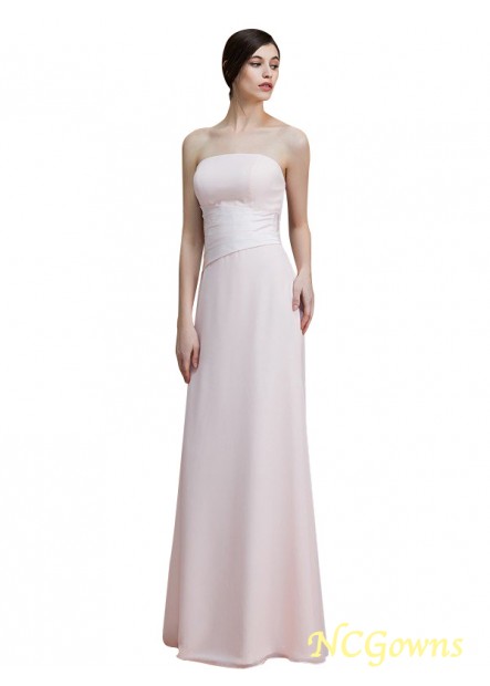 Strapless A-Line Princess Zipper Natural Waist Floor-Length Pink Dresses T801524723302