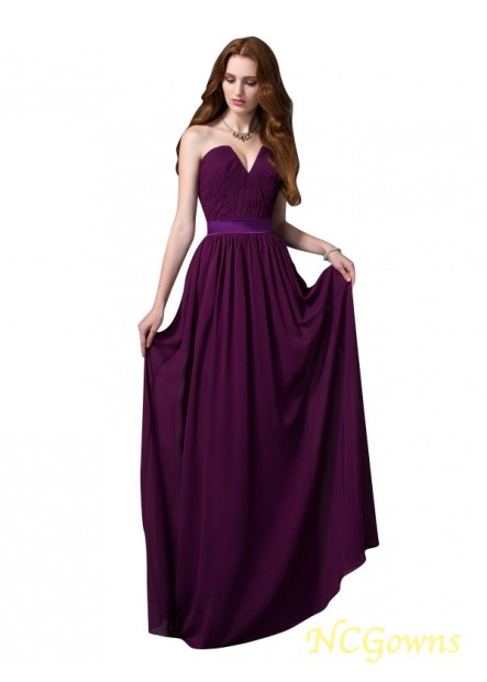 Floor-Length Ruched Embellishment Natural Waist Sleeveless Wedding Party Dresses