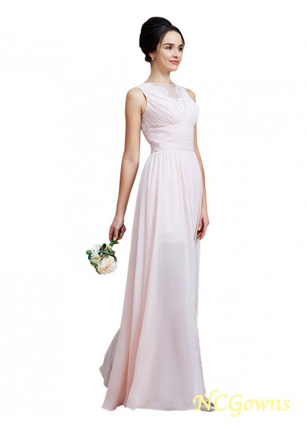 Natural A-Line Princess Silhouette Chiffon Floor-Length Pink Dresses