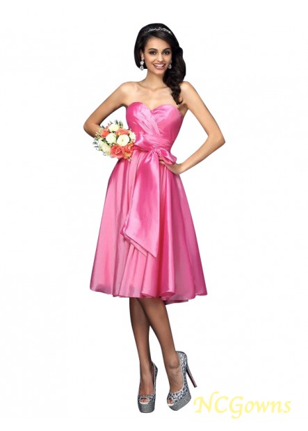 Ncgowns Taffeta Natural Bowknot Sleeveless Pink Dresses