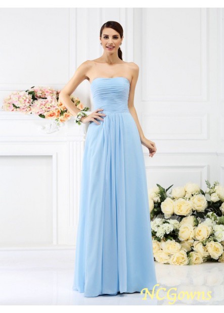 Pleats Embellishment Sleeveless Sleeve Floor-Length Strapless Neckline Bridesmaid Dresses
