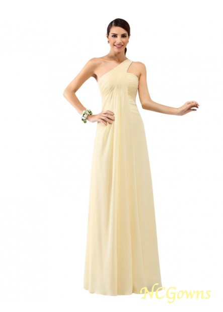 One-Shoulder Empire Waist Floor-Length Zipper Back Style Chiffon Bridesmaid Dresses
