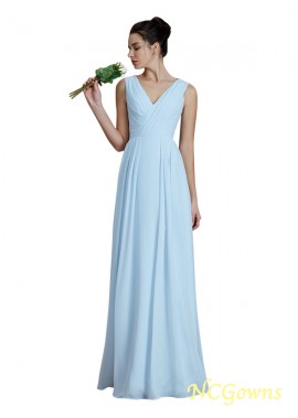 A-Line Princess Floor-Length Sleeveless Zipper Back Style Chiffon Fabric Wedding Party Dresses