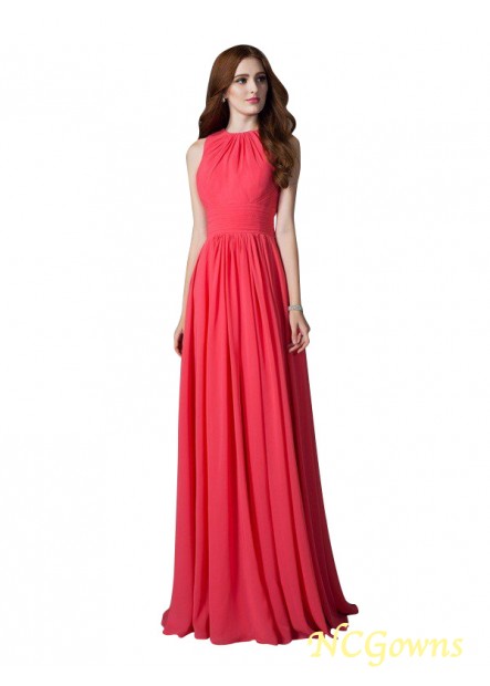 A-Line Princess Jewel Chiffon Zipper Back Style Red Dresses